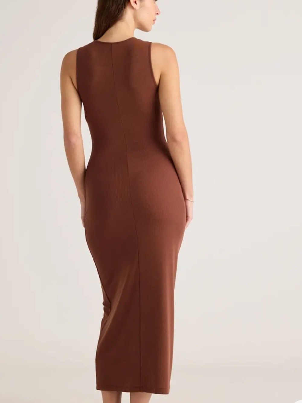 Quince Tencel Sleeveless Tank Bodycon Dress in Chocolate Brown NWT - Picture 7 of 13